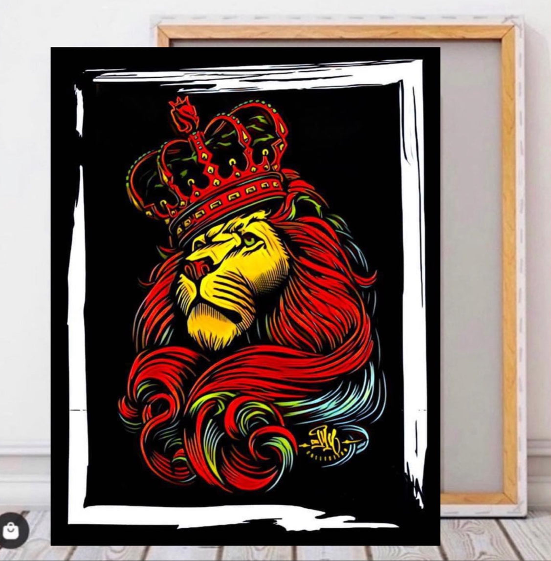 Lion of Judah Canvas print wall hanging ready to display:Size 50x60 cm.~By Remi Okuleye