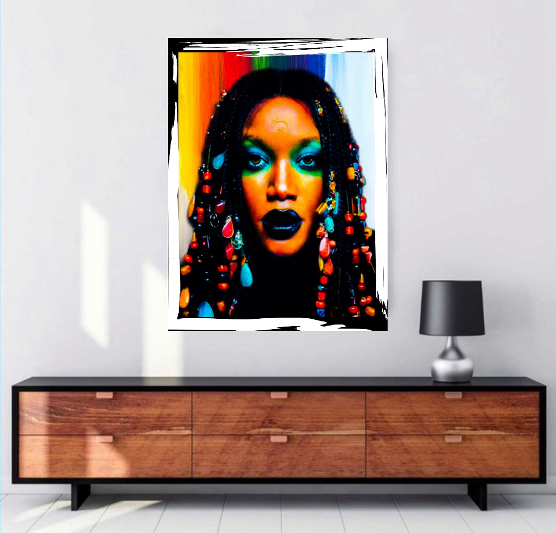 Morden art portrait canvas print wall hanging ready to display : Size 50x60 cm~by Remi Okuleye