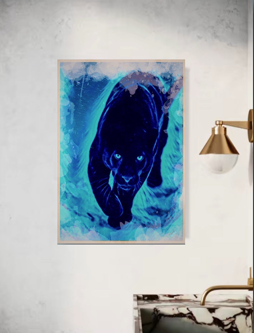 An Amazing A BLACK PANTHER canvas print wall hanging ready to display : Size 50x80 cm ~By Remi Okuleye