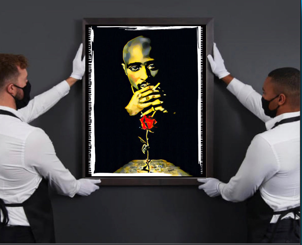 The Rose That Grow from concrete Tupac Shakur canvas print wall hanging ready to display  Size 50x80 cm~By Remi Okuleye