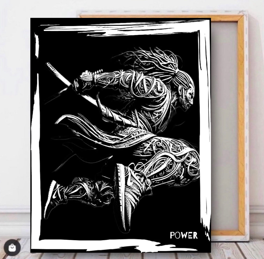 Our latest canvas print wall hanging (Warrior Spirit) produced by hand ready to display:Size 50x60cm