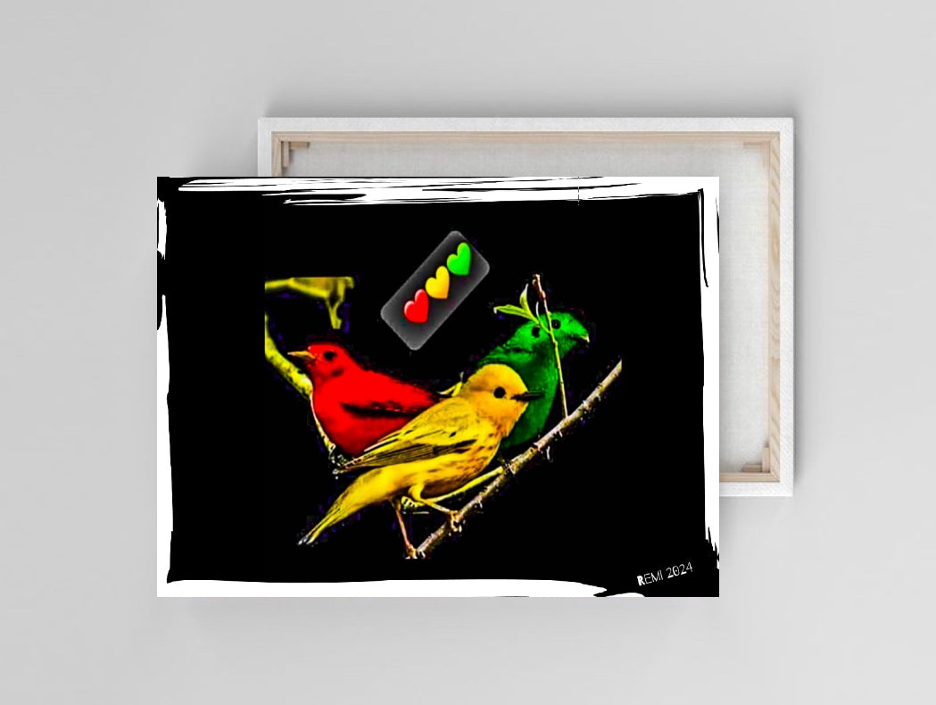 Three little birds  canvas print wall hanging ready to display           Size 80x60cm