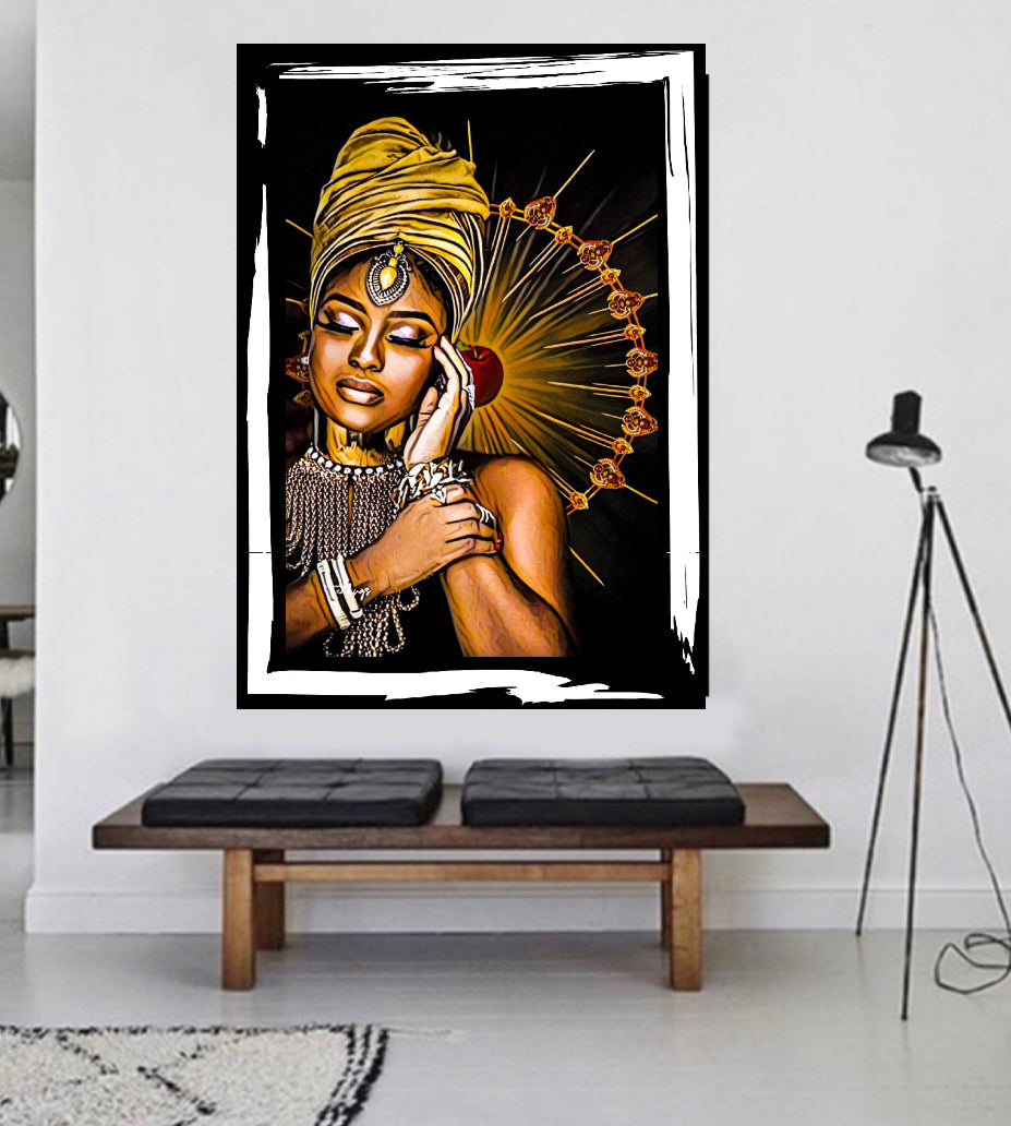 Morden Afro Art Canvas Print Wall Hanging ready to display Size 50x60 cm