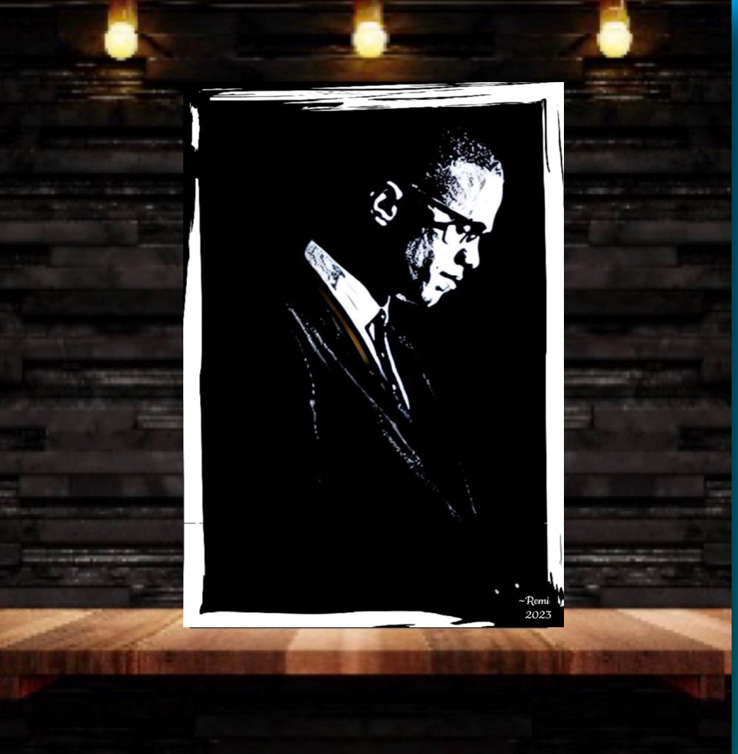 An amazing black&white    Malcolm X canvas print wall hanging ready to display Size 50x60 cm