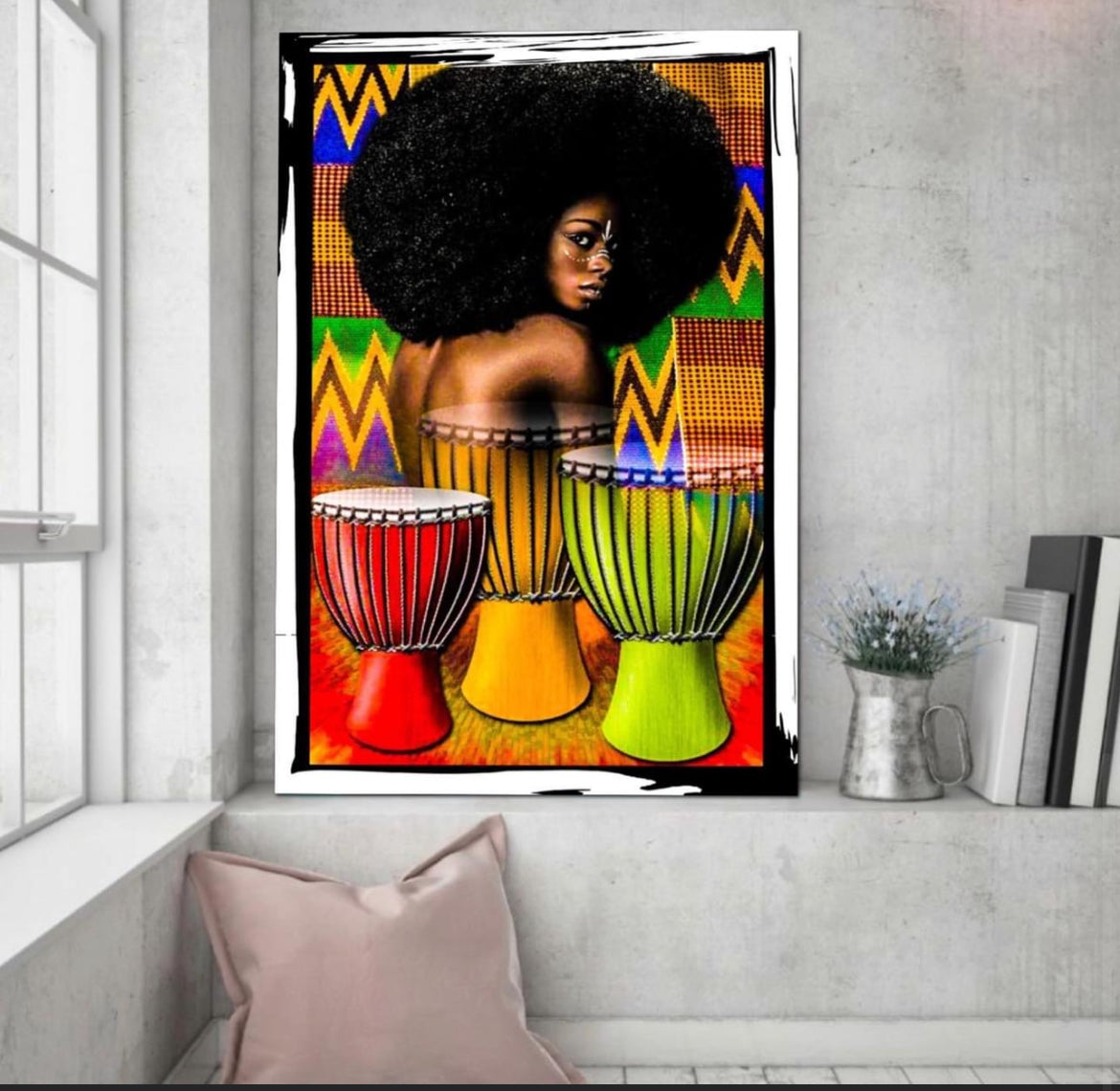 African art canvas print wall hanging ready to display: Size 50x80 cm ~By Remi Okuleye