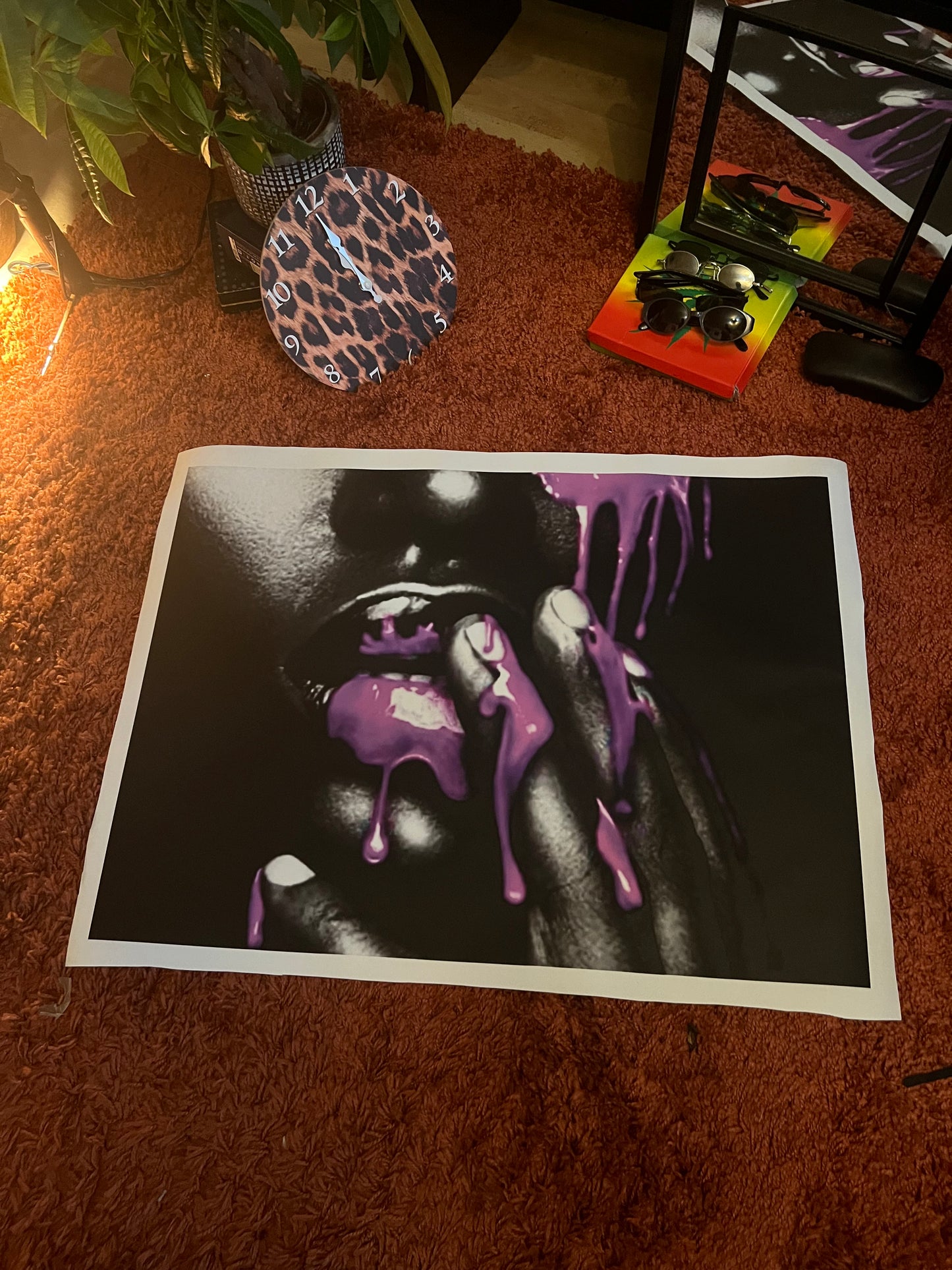 Dripping Purple Canvas Print comes ready to display size 70x50 cm