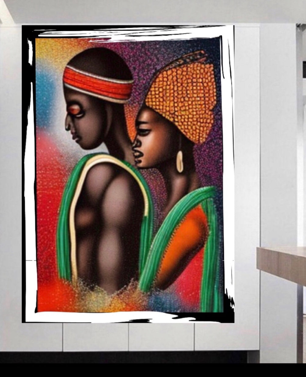 African Art Canvas Print Wall Hanging ready to display Size 50x60cm ~ By Remi Okuleye