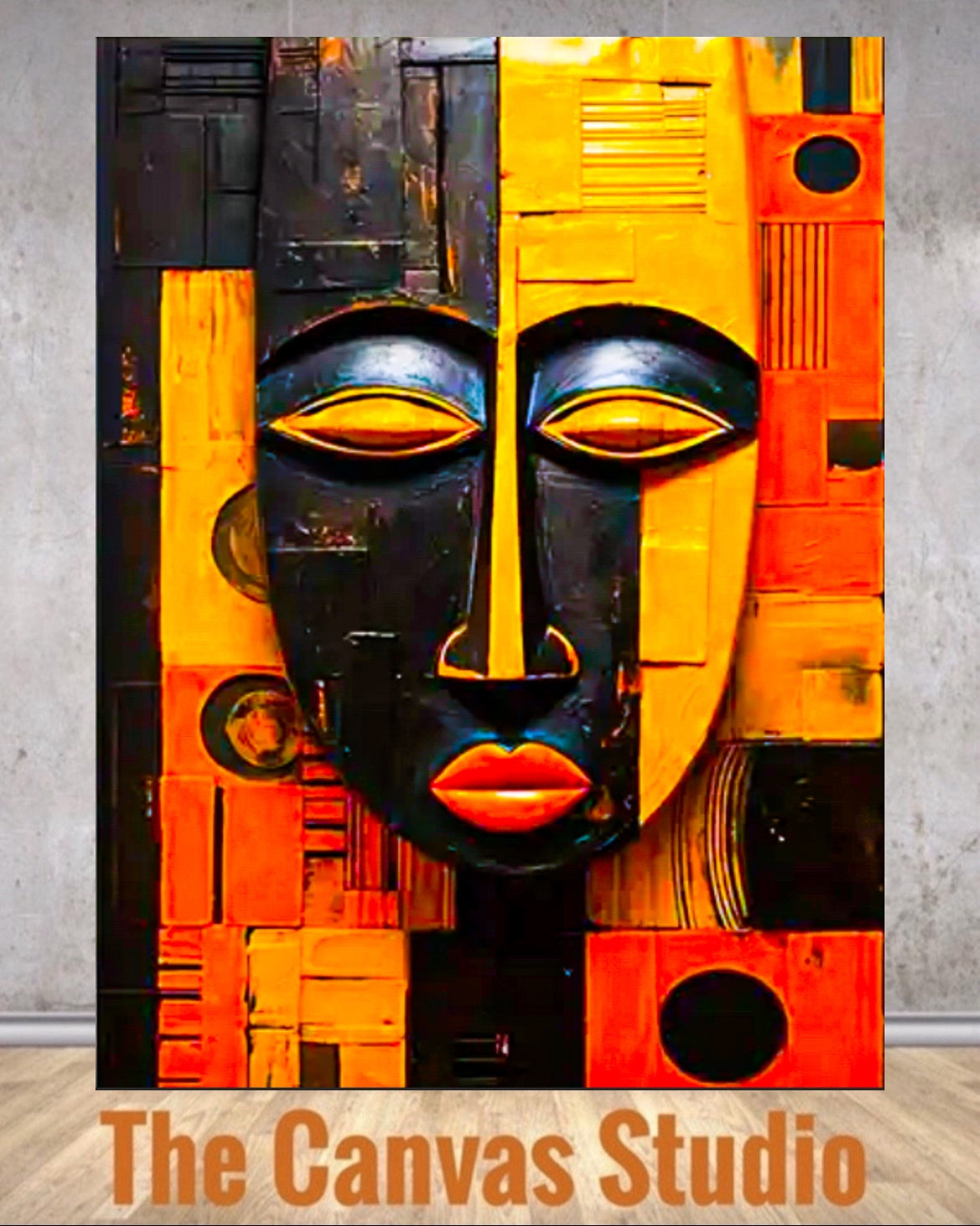 African Mask poster  Canvas Art Print, 50x70 cm - Framed Wall Decor for Living Room & Bedroom comes ready to display