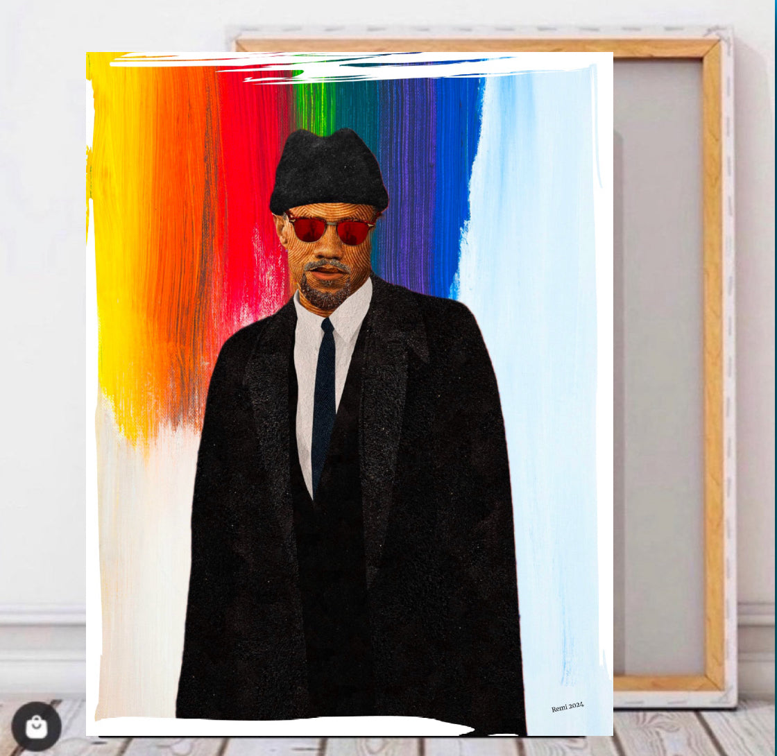 An amazing Malcolm X Portrait Canvas Print 50x60 cm ready to display ~By Remi Okuleye