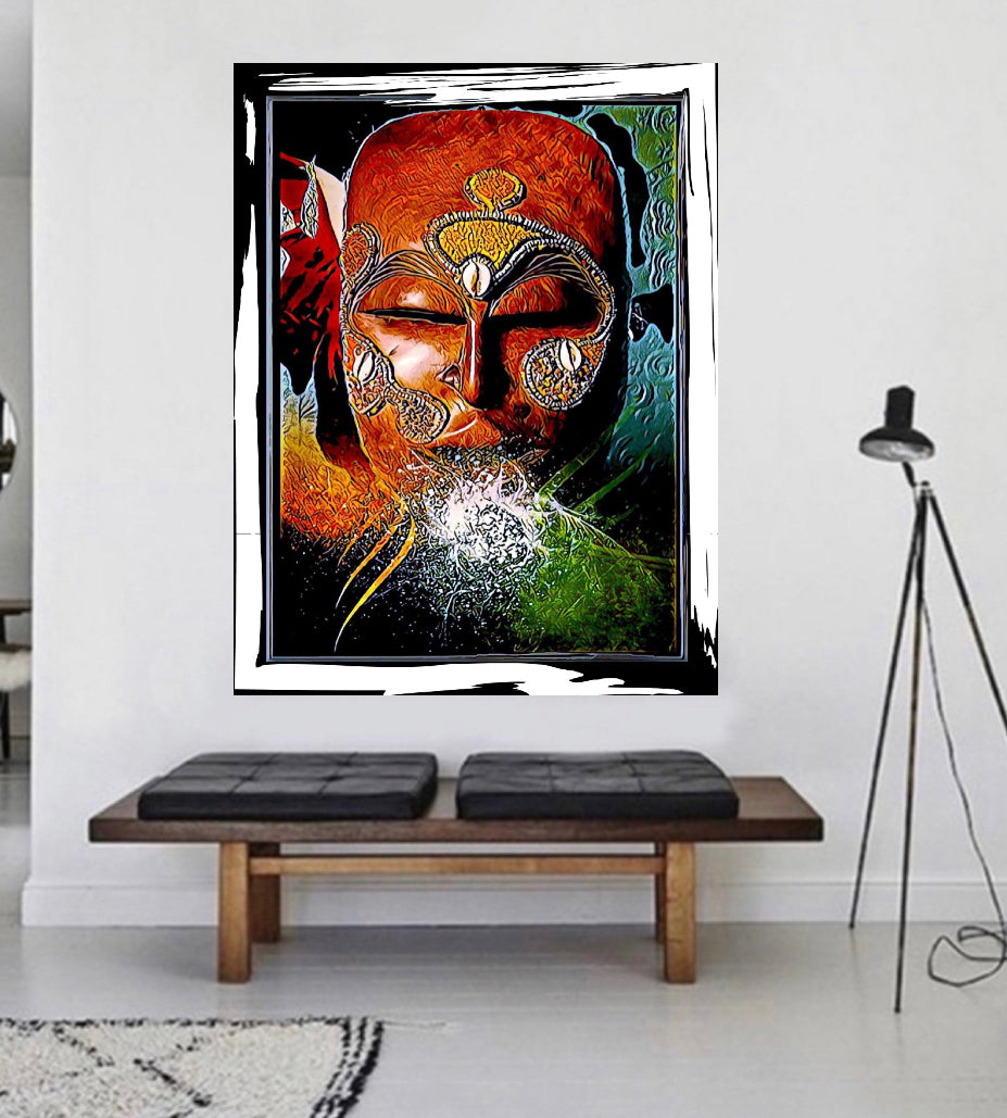 An original design African Art canvas print wall hanging size 50x60 ~By Remi Okuleye