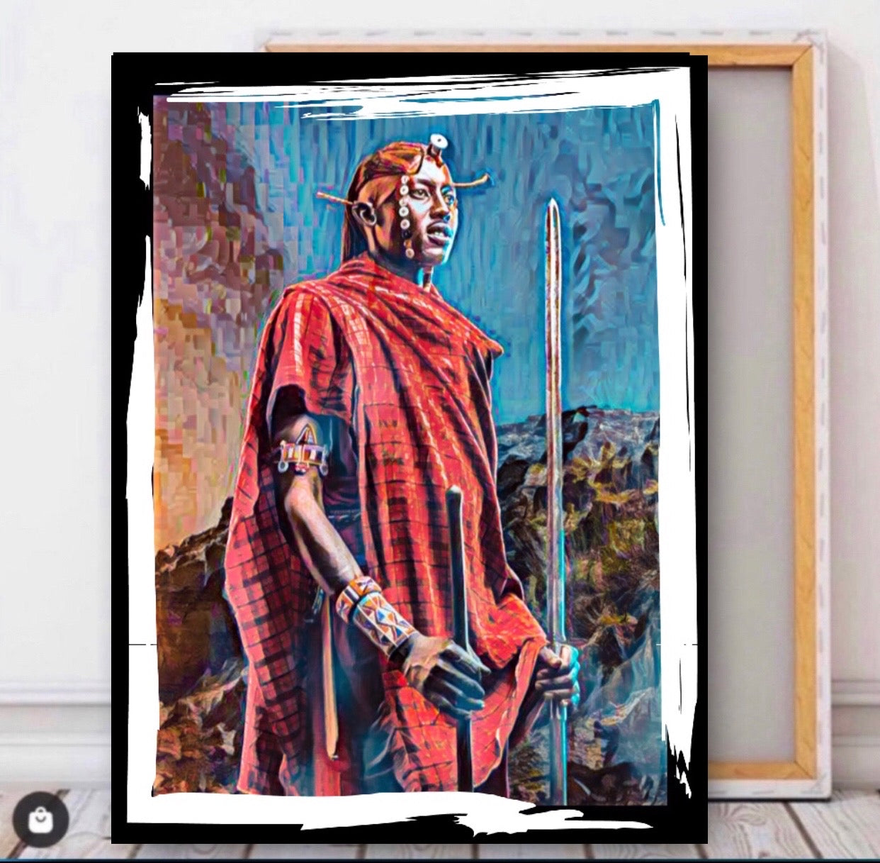 African art canvas print wall hanging ready to display Size 50x80cm ~By Remi Okuleye