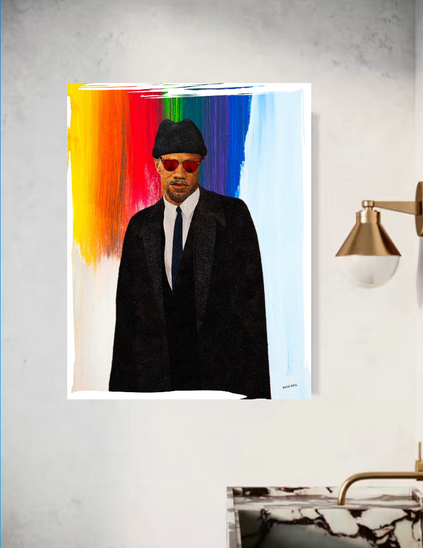 An amazing Malcolm X Portrait Canvas Print 50x60 cm ready to display ~By Remi Okuleye