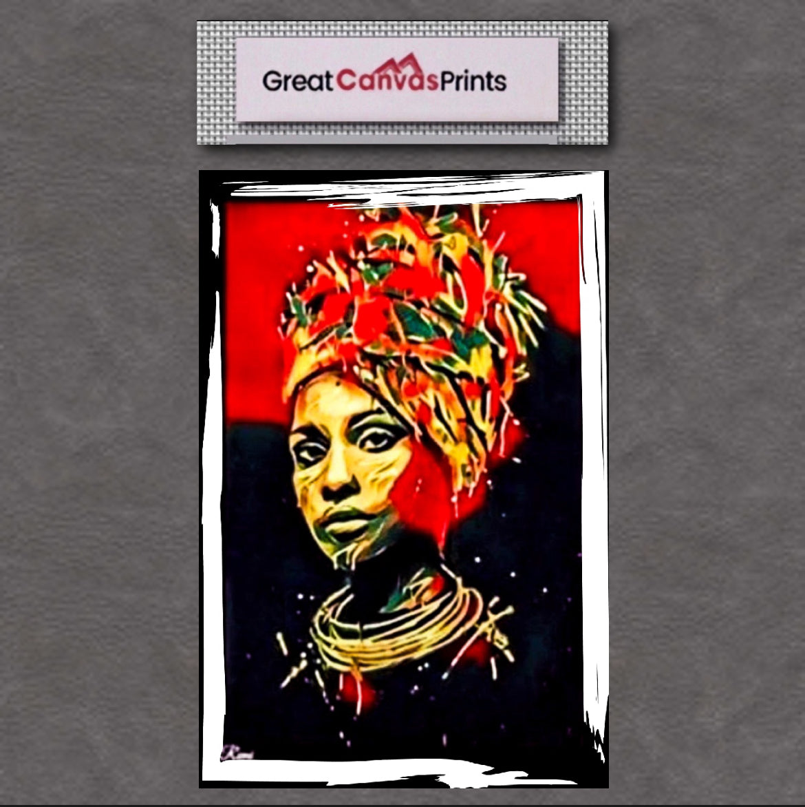 African women in traditional headdress canvas print wall hanging ready to display Size 50x60 cm