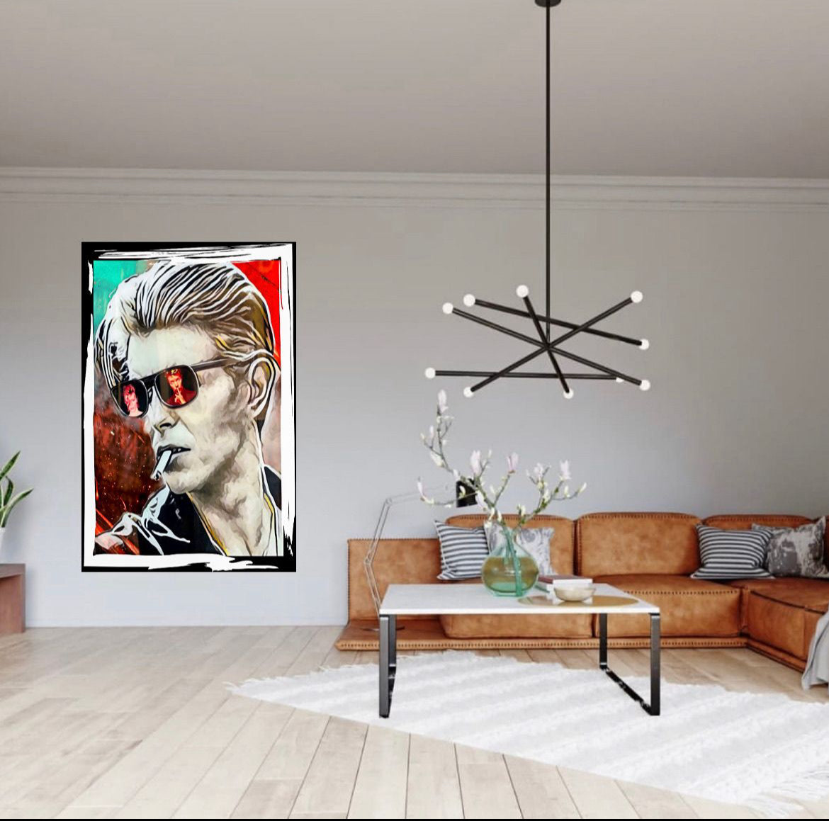 David Bowie canvas print wall hanging Size 50x80cm Ready to Display ~Remi