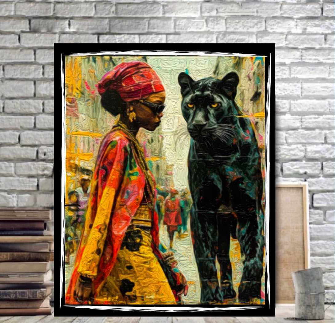 Morden Afro art canvas print wall hanging ready to display:Size 50x60 cm