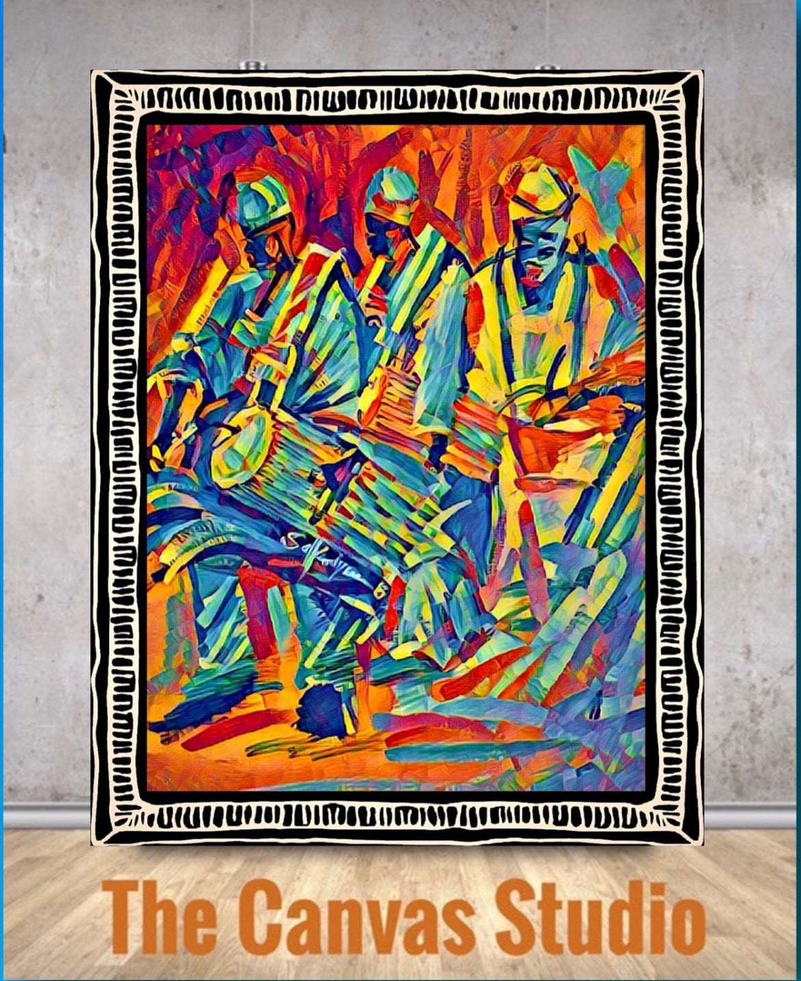 African drummers canvas print wall hanging ready to display  Size 50x60 cm ~By Remi Okuleye