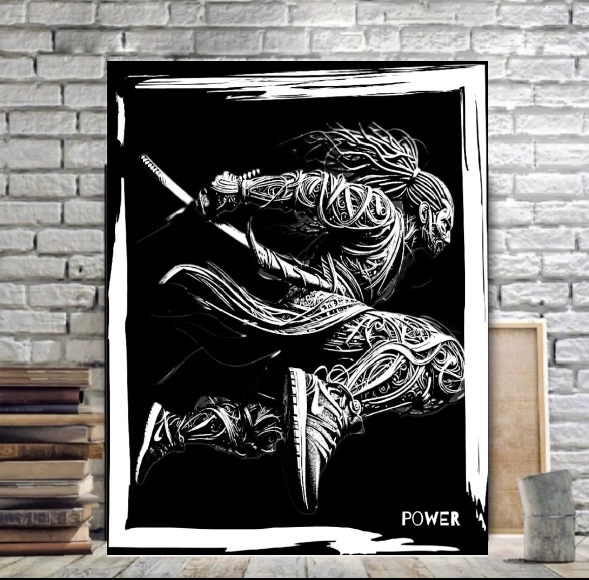 Our latest canvas print wall hanging (Warrior Spirit) produced by hand ready to display:Size 50x60cm