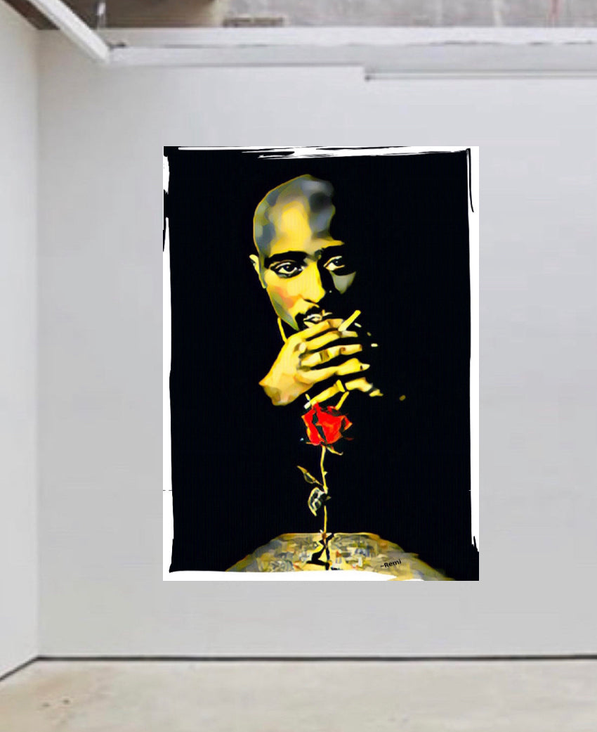 The Rose That Grow from concrete Tupac Shakur canvas print wall hanging ready to display  Size 50x80 cm~By Remi Okuleye