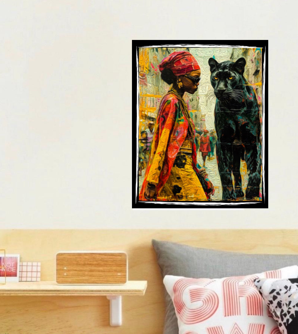 Morden Afro art canvas print wall hanging ready to display:Size 50x60 cm