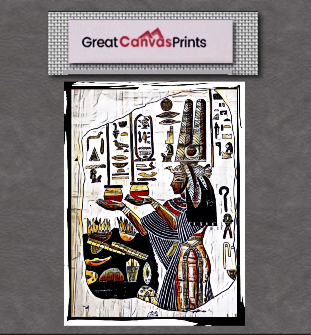 Ancient Egyptian canvas print wall hanging ready to display : 50x60cm~By Remi Okuleye