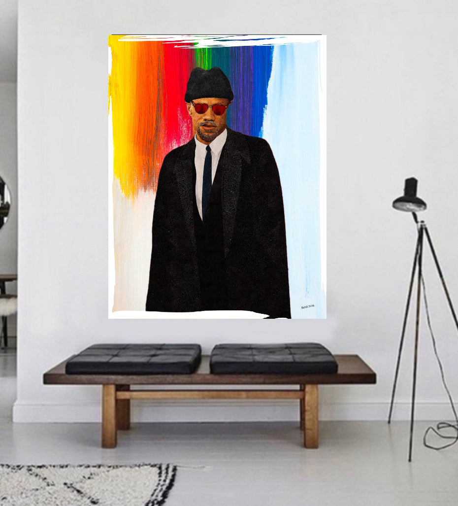 An amazing Malcolm X Portrait Canvas Print 50x60 cm ready to display ~By Remi Okuleye