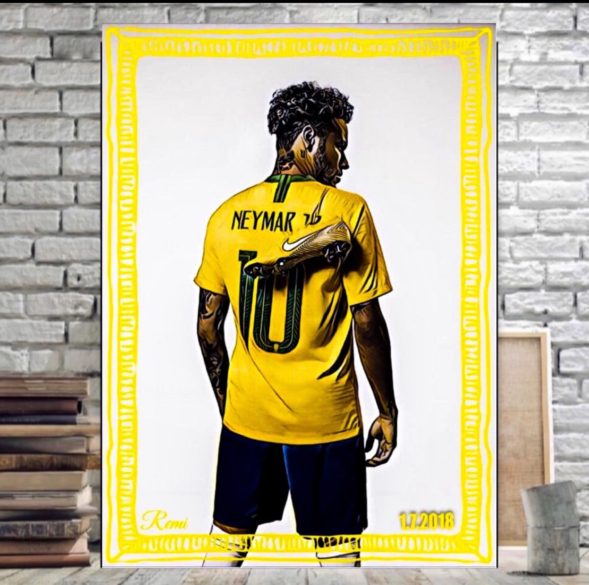 A Neymar Photo Canvas Print  Wall Hanging ready to display size 50x60cm : By Remi Okuleye