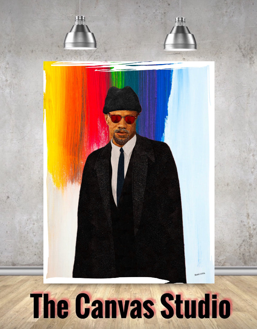 An amazing Malcolm X Portrait Canvas Print 50x60 cm ready to display ~By Remi Okuleye