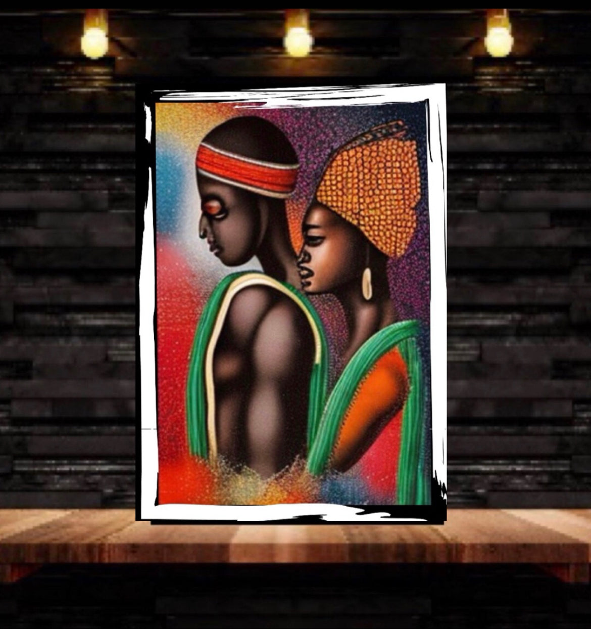 African Art Canvas Print Wall Hanging ready to display Size 50x60cm ~ By Remi Okuleye