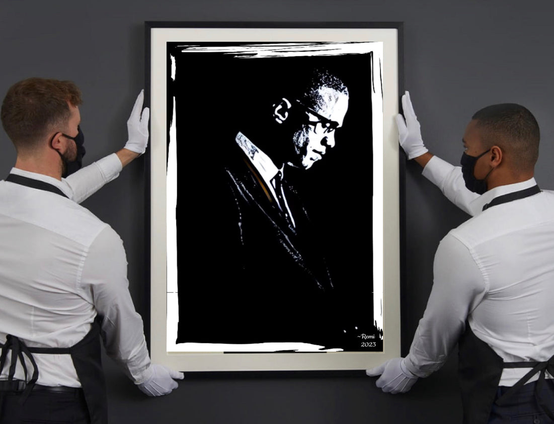 An amazing black&white    Malcolm X canvas print wall hanging ready to display Size 50x60 cm