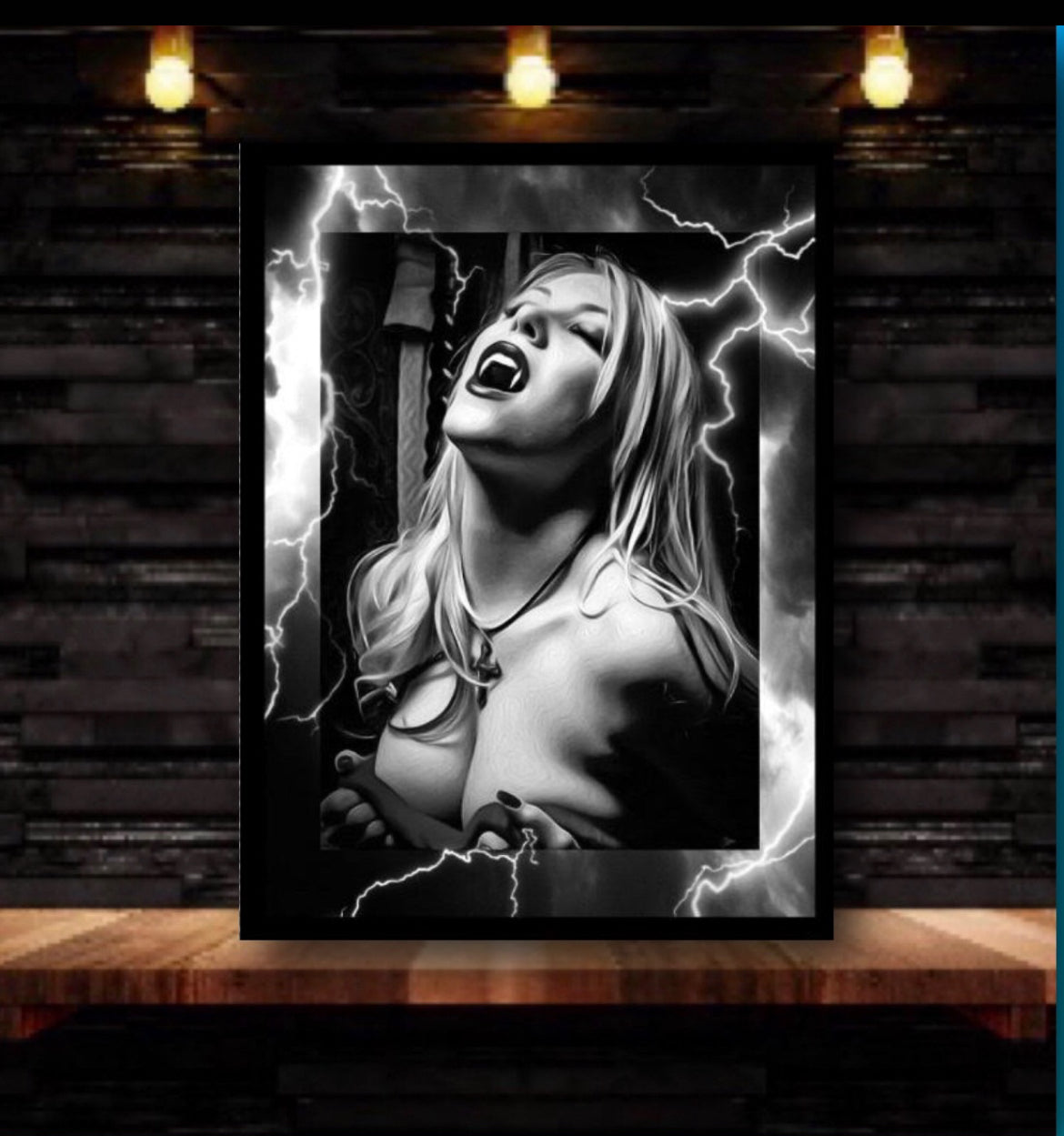 A vampire Black&White Canvas Print Wall Hanging ready to display Size 50x60cm ~By Remi Okuleye