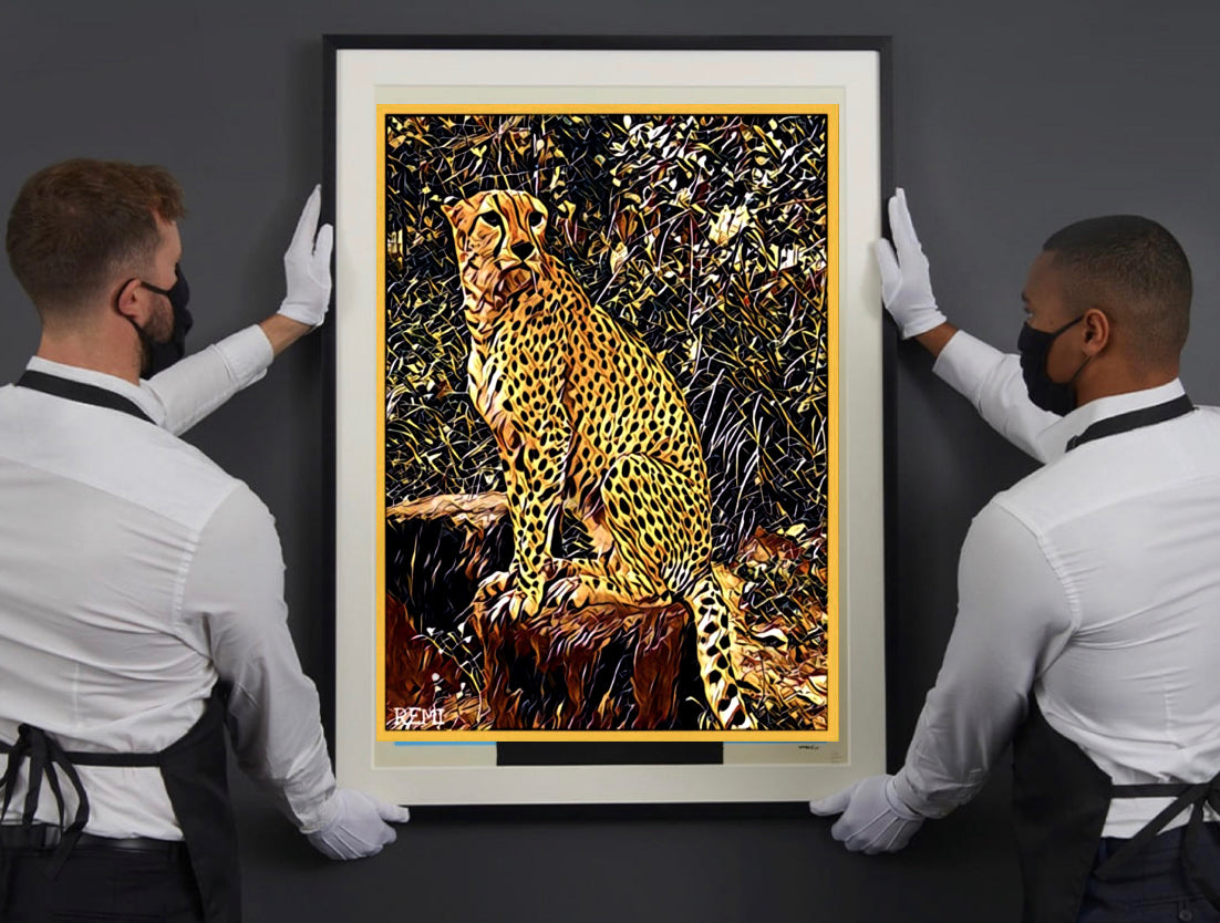 An amazing 1pc Golden Cheetah Animal Art Canvas Print Wall Decor, Picture, Leopard Print For Living Room Decoration, Read to Display Size 50x80cm