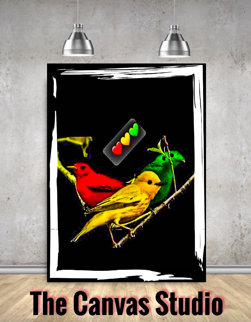 Three little birds Bob Marley canvas print wall hanging comes ready to diisplay  : Size 50x60 cm