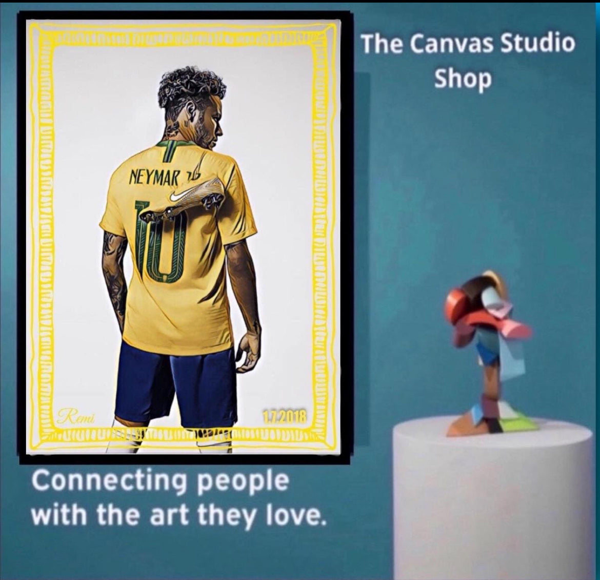 A Neymar Photo Canvas Print  Wall Hanging ready to display size 50x60cm : By Remi Okuleye