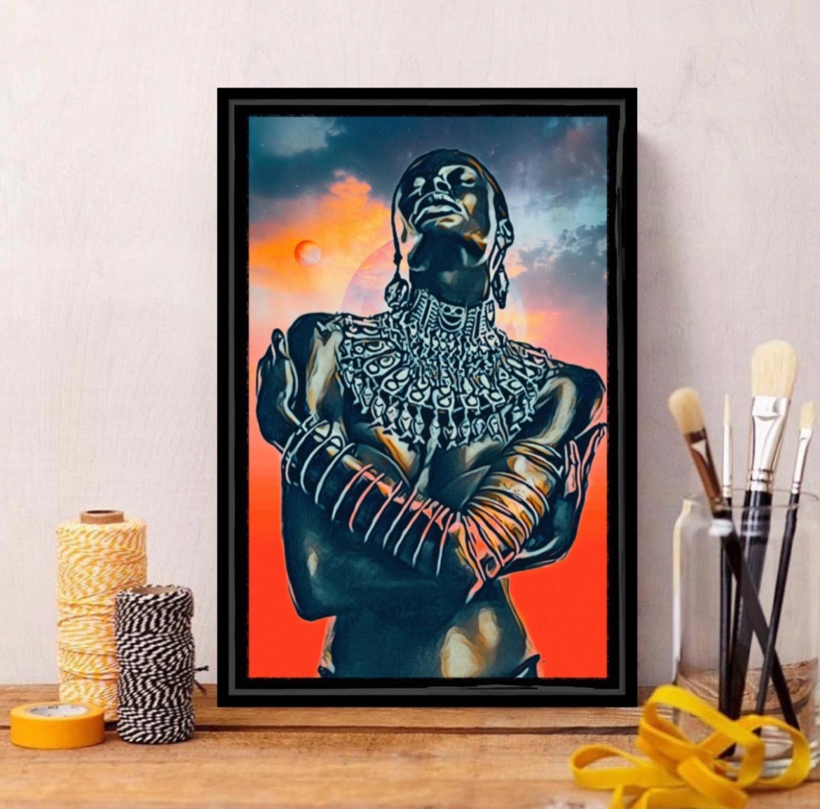 African photo art canvas print wall hanging ready to display: Size 50x80 cm ~By Remi Okuleye