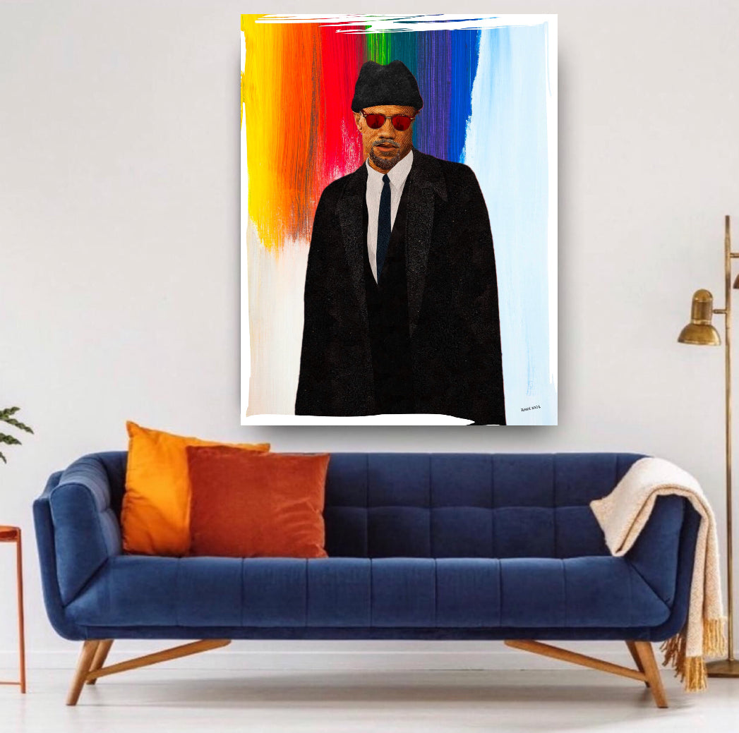 An amazing Malcolm X Portrait Canvas Print 50x60 cm ready to display ~By Remi Okuleye