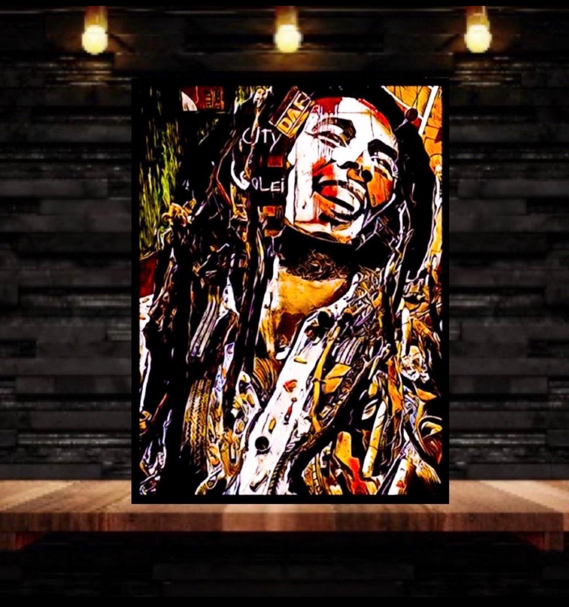 Modern Art Bob Marley Canvas Print Wall Hanging ready to display size 50x70 cm by ~Remi Okuleye