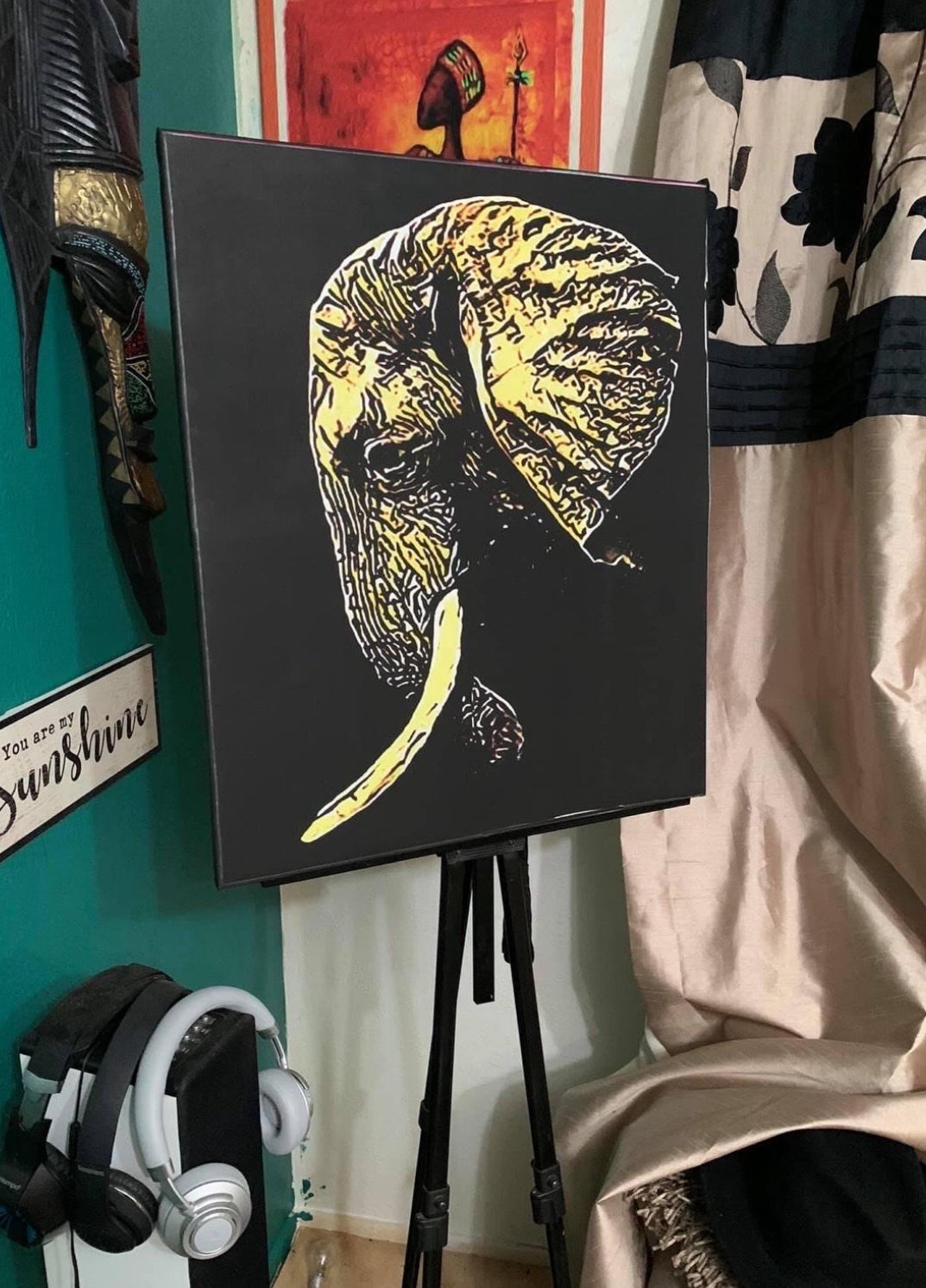 African Elephant Canvas Print Wall Hanging ready to display Size:50x60 cm