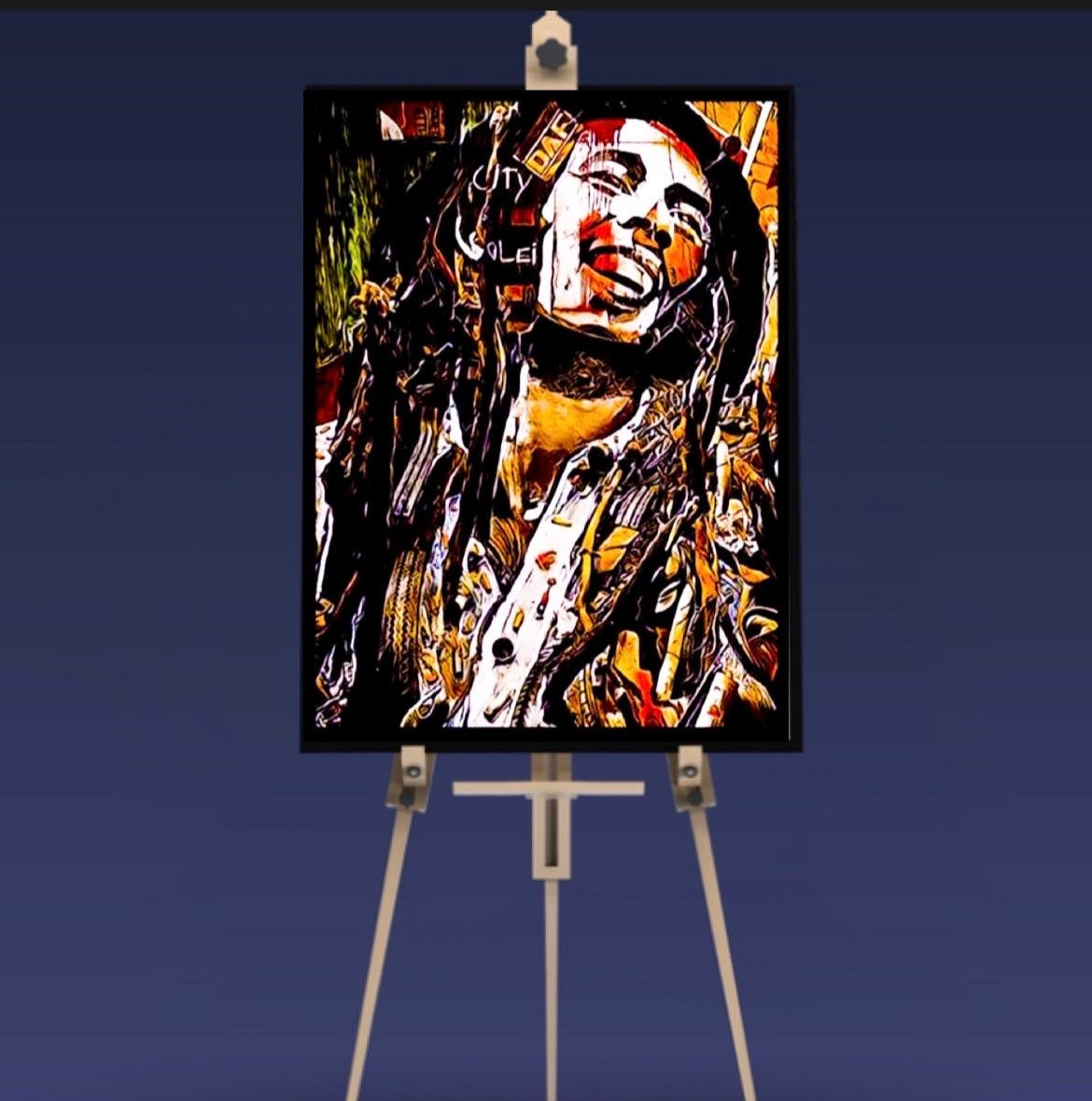 Modern Art Bob Marley Canvas Print Wall Hanging ready to display size 50x70 cm by ~Remi Okuleye