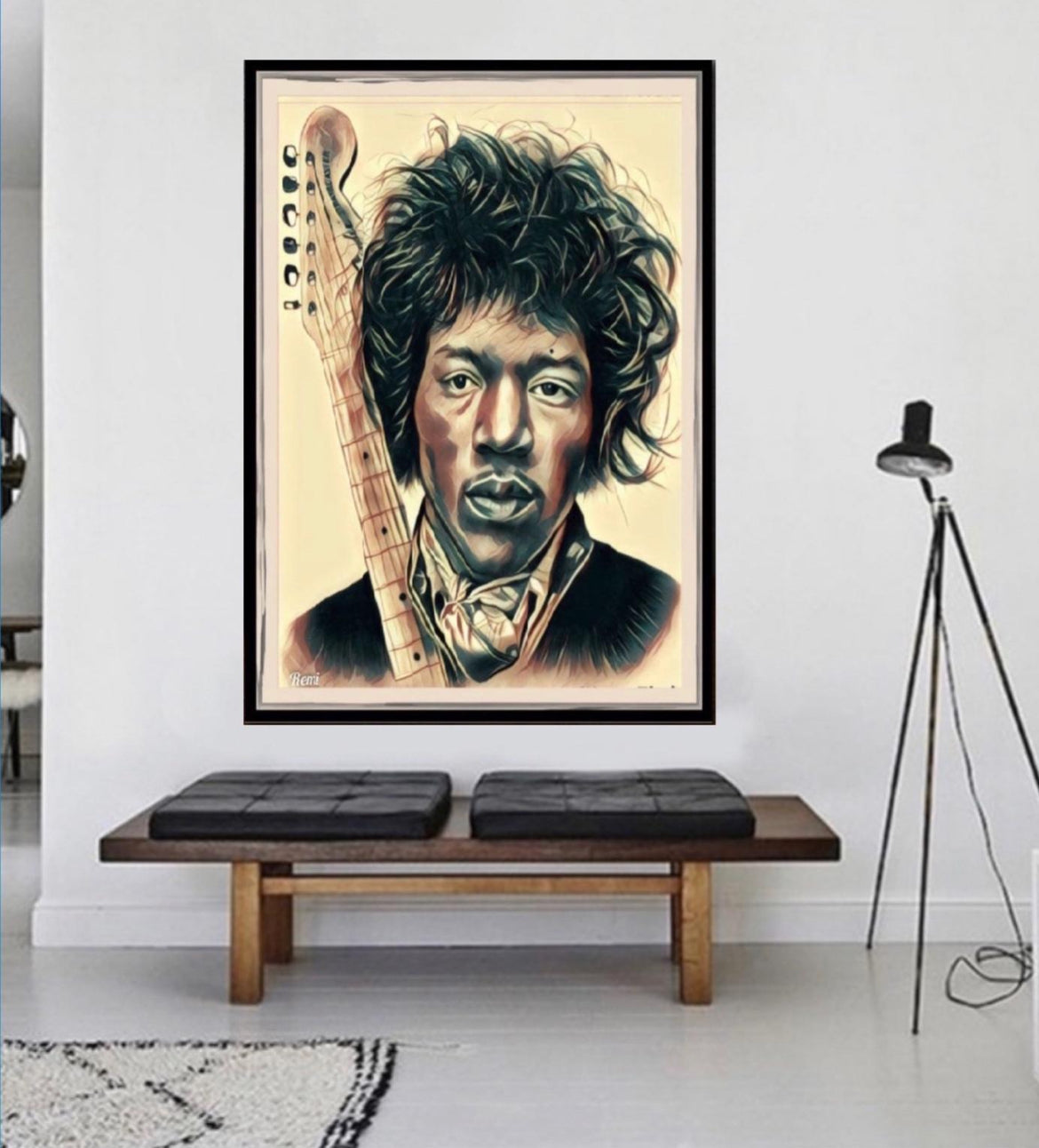 A Jimi Hendrix canvas print wall hanging ready to display : Size 50x60cm~ By Remi Okuleye