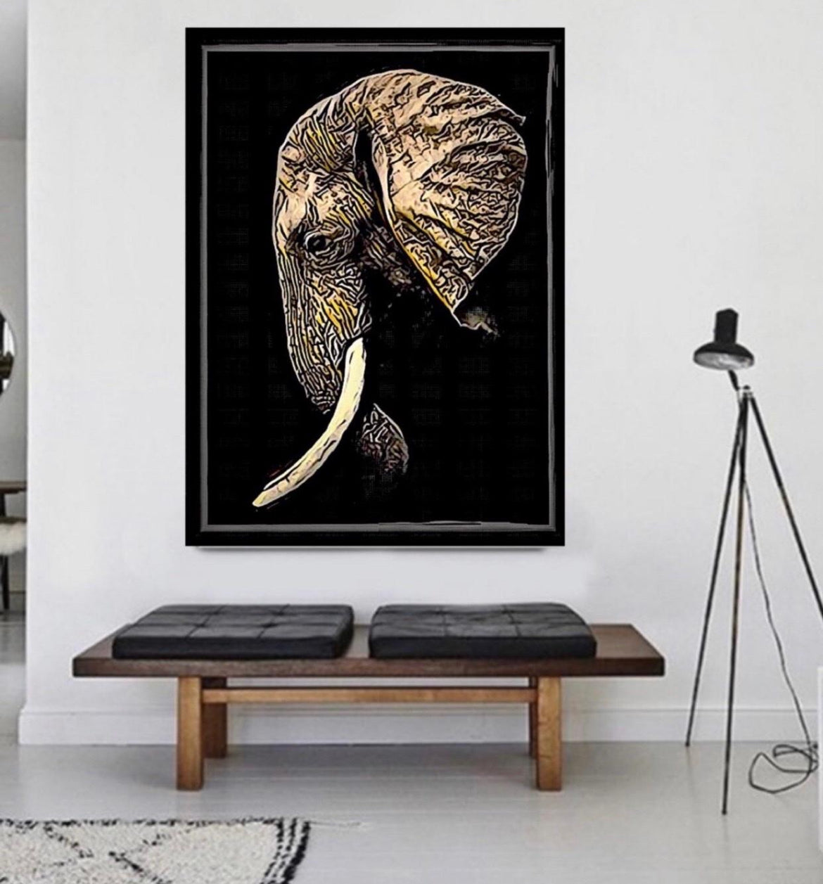 African Elephant Canvas Print Wall Hanging ready to display Size:50x60 cm