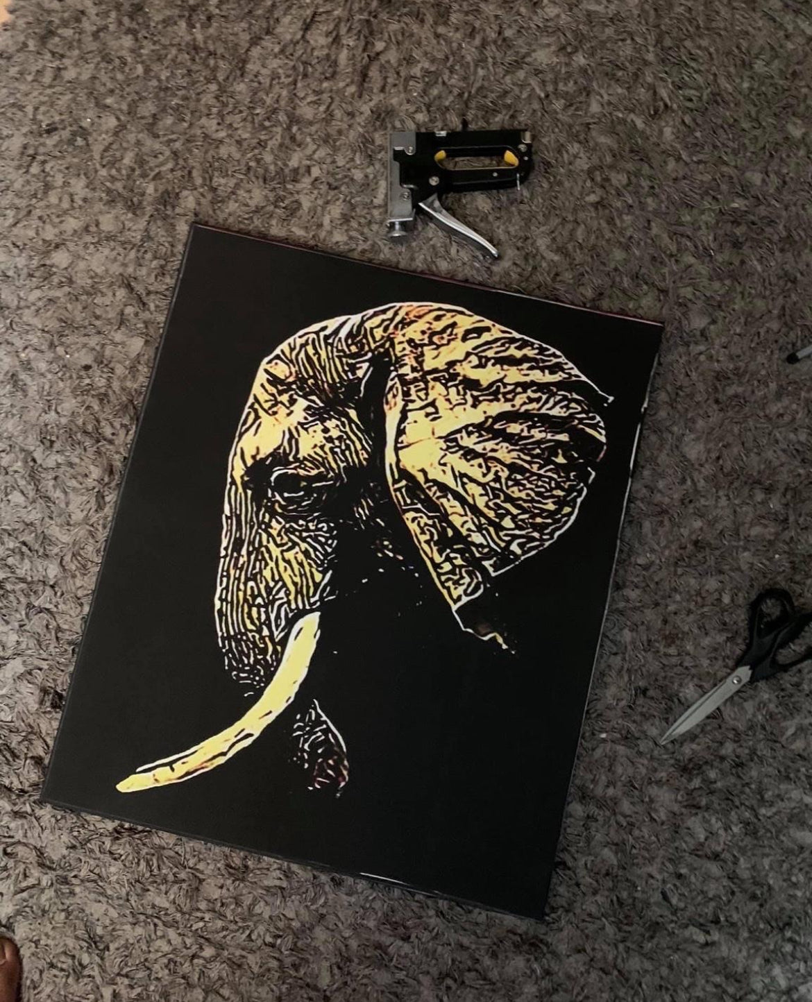 African Elephant Canvas Print Wall Hanging ready to display Size:50x60 cm