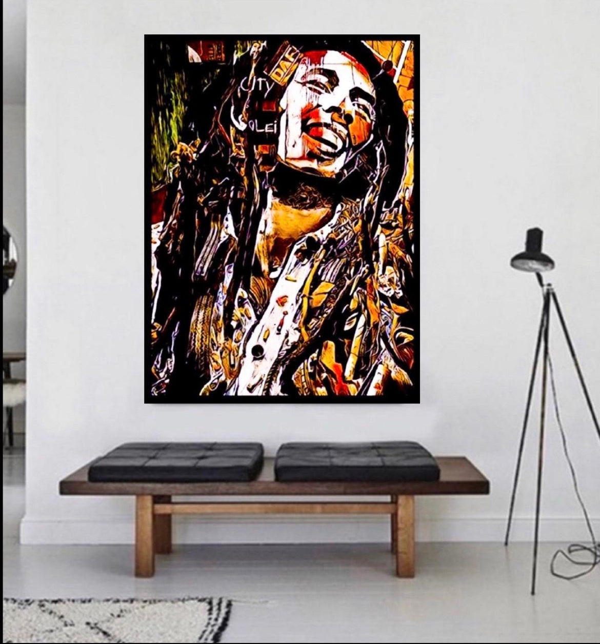 Modern Art Bob Marley Canvas Print Wall Hanging ready to display size 50x70 cm by ~Remi Okuleye