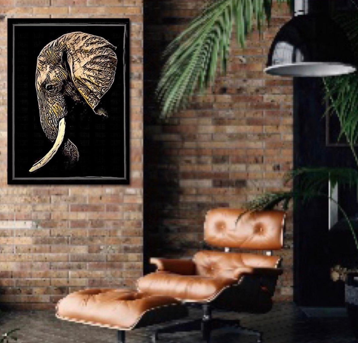 African Elephant Canvas Print Wall Hanging ready to display Size:50x60 cm