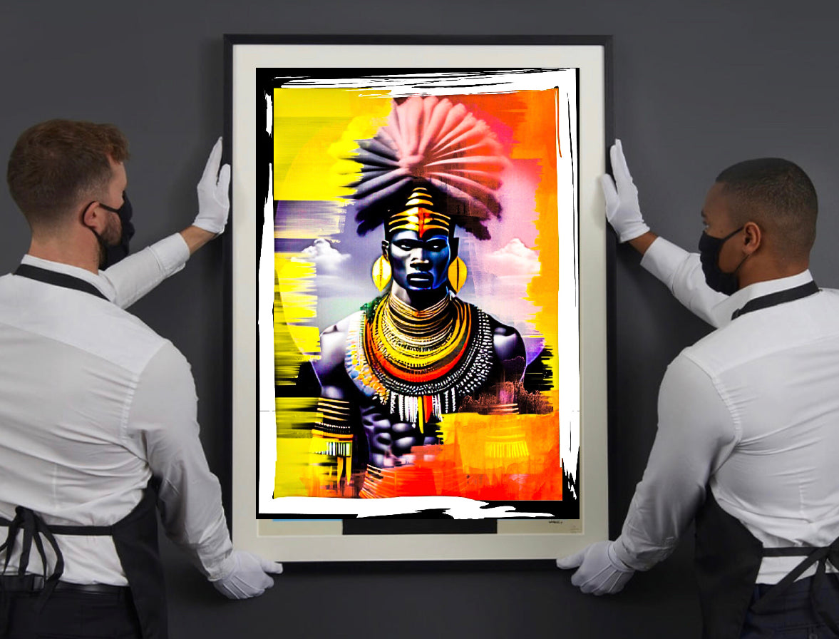 African Warrior Canvas Print Wall Hanging Ready to display Size 50x60cm