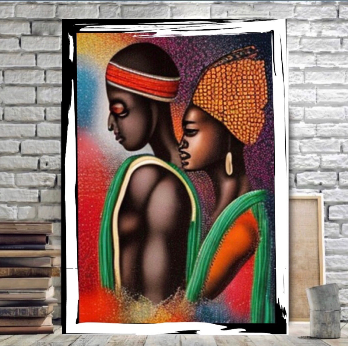 Afro Art Canvas Print Wall Hanging Ready to display original design by Remi Okuleye