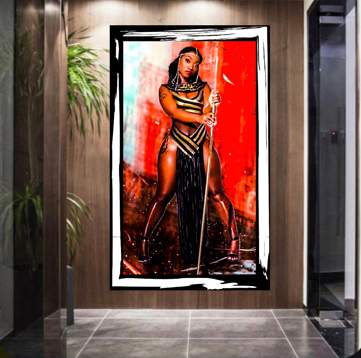 African Warrior Queen Canvas Print Wall Hanging Ready To Display Size 50x70cm