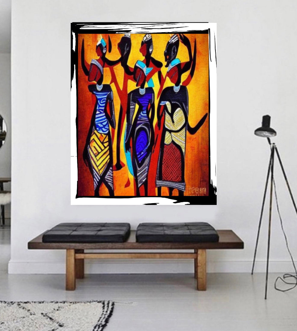 African Art Canvas Print Wall Hanging Size 60x80cm