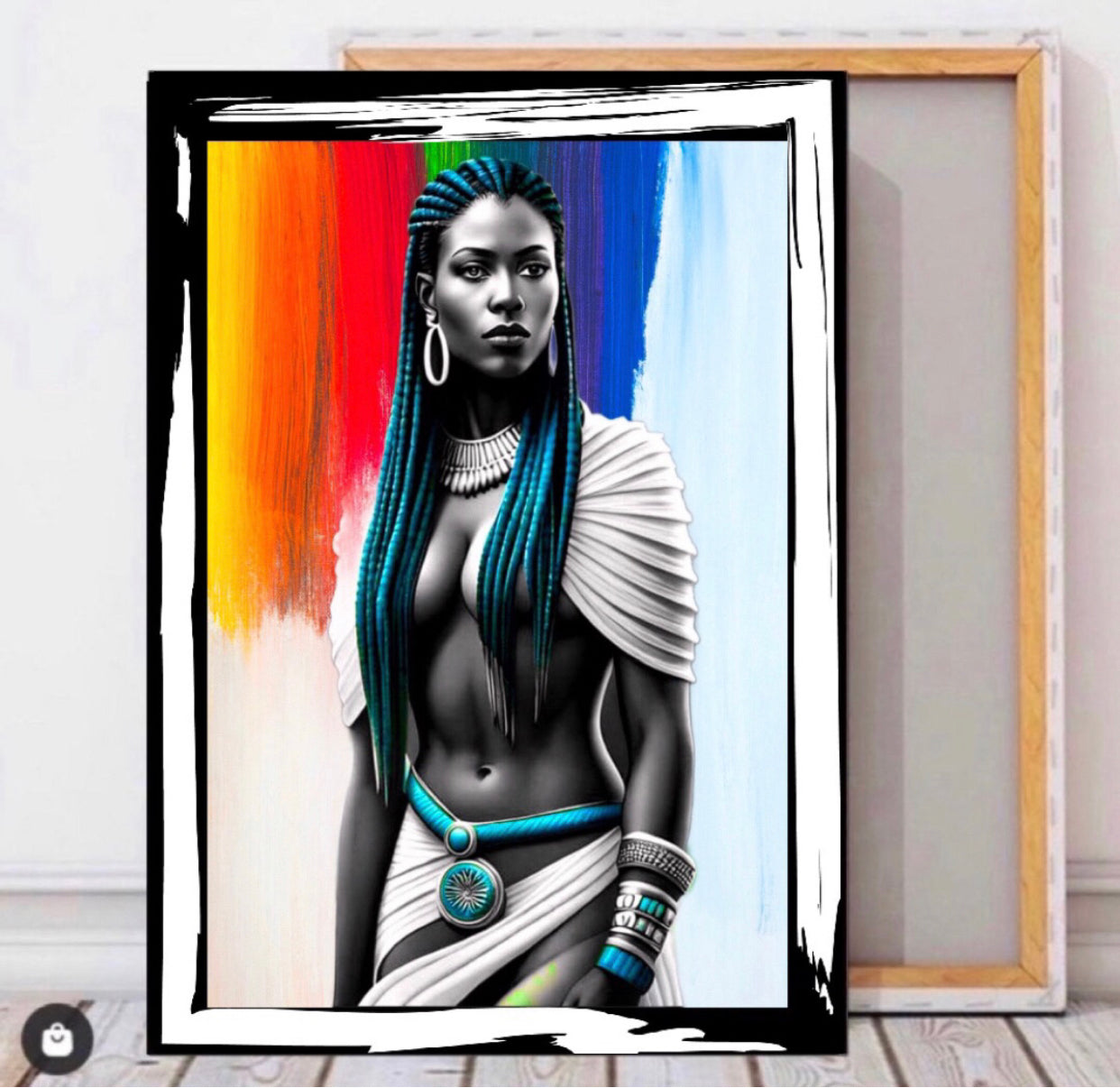 Modern African traditional portrait Canvas Print Wall hanging comes ready to display Size 50x60 cm ~Remi