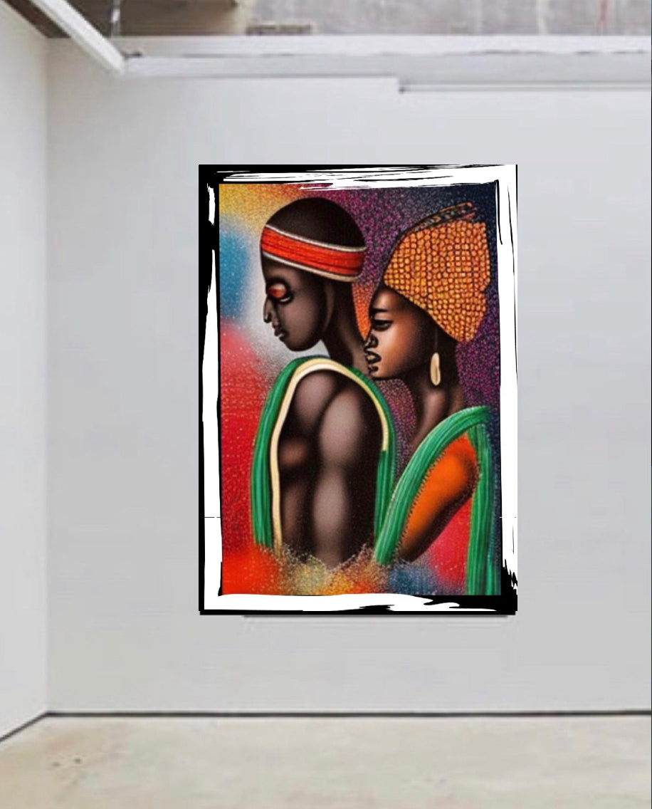 Afro Art Canvas Print Wall Hanging Ready to display original design by Remi Okuleye