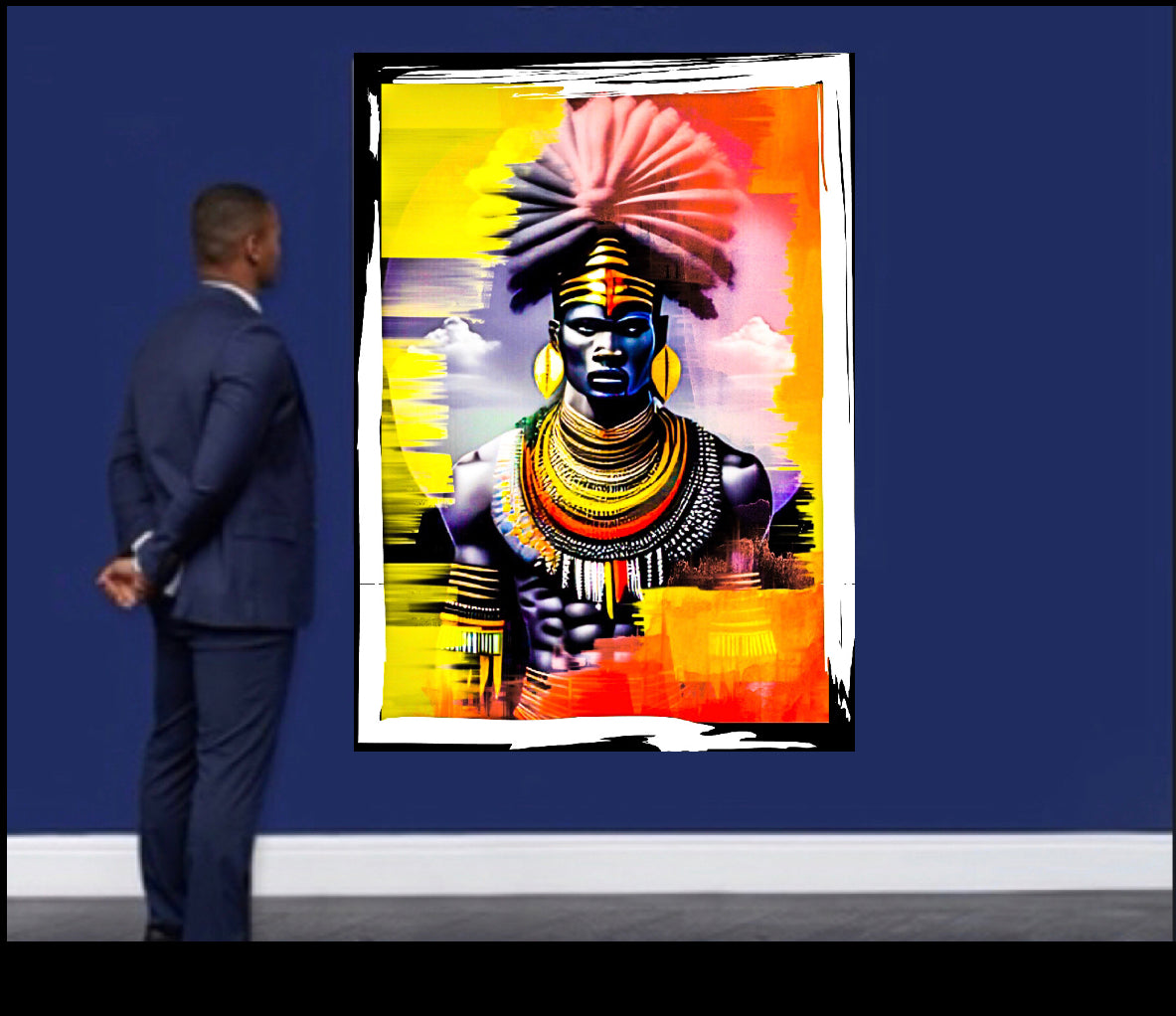 African Warrior Canvas Print Wall Hanging Ready to display Size 50x60cm